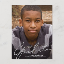 Enkel silverfärgad överlagring för examensfoto vykort