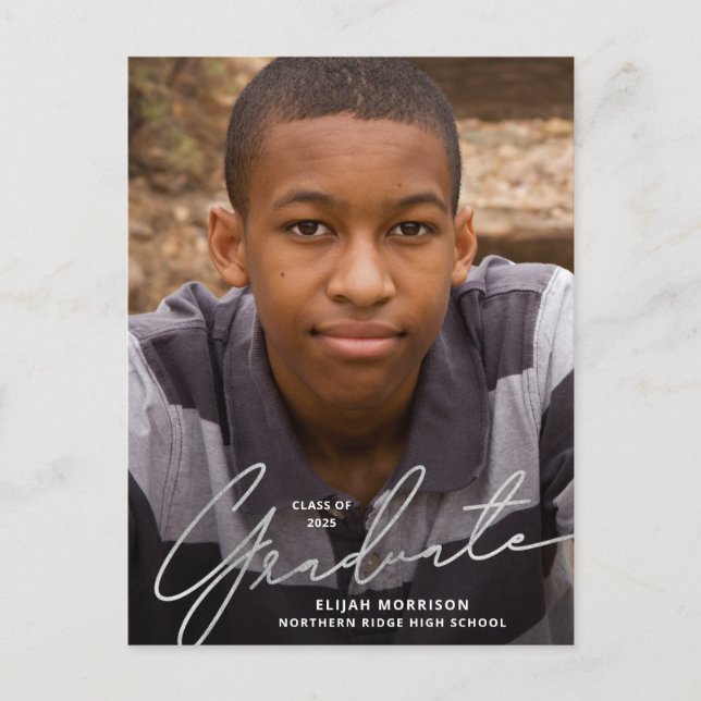 Enkel silverfärgad överlagring för examensfoto vykort (Framsida)