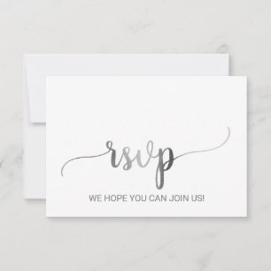 Enkel silverfolie kalligrafi RSVP-kort OSA Kort