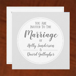 Enkel silvergrå och vit bröllopsdag inbjudningar