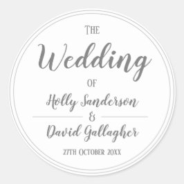 Enkel silvergrå och vit design runt klistermärke