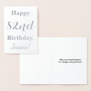 Enkel silverolja "LYCKLIG 82:a BIRTHDAY" + Namn Folierat Kort