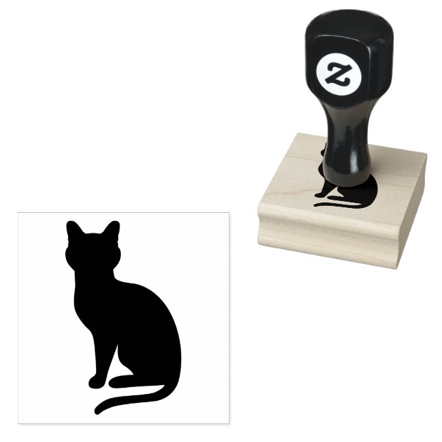 Enkel sittande katt siluett form stämpel (Stämplad)