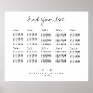 Enkel sittplats 10 Bord-diagram Poster
