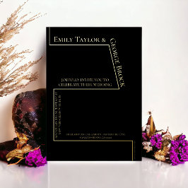 Enkel sjökort Modern Bröllop Black och Guld