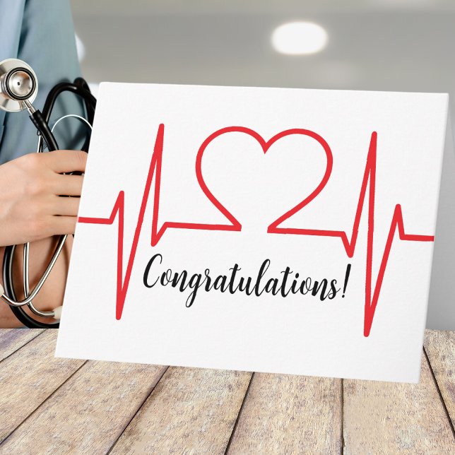 Enkel sjuksköterskeutbildning i medicinska skolor kort (Red Heart Beat EKG Line Card)