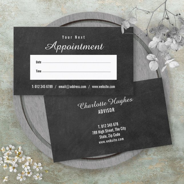 Enkel skolkrita utnämningskort visitkort (Simple Script Chalkboard Appointment Card)