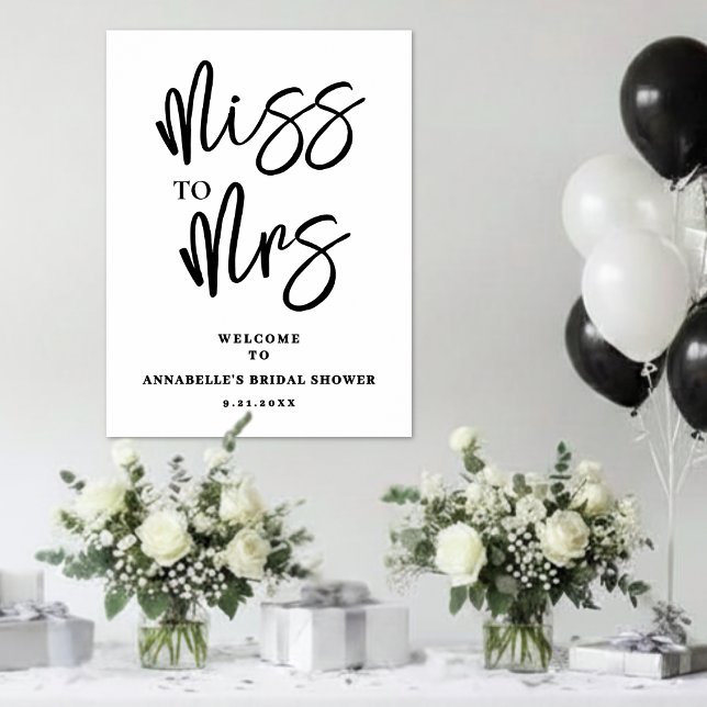 Enkel Skrift Bröllopsdusch Välkomstskylt Poster (Simple Script Bridal Shower Welcome Sign)