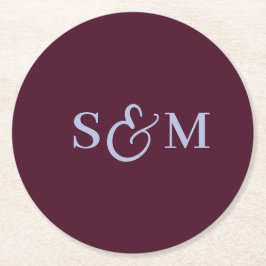 Enkel Skript Ampersand Monogram Bröllop Underlägg Papper Rund