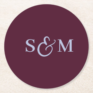 Enkel Skript Ampersand Monogram Bröllop Underlägg Papper Rund