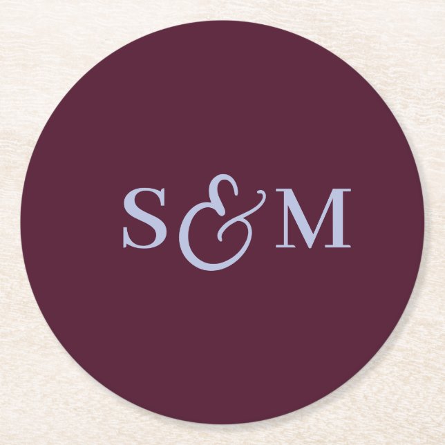 Enkel Skript Ampersand Monogram Bröllop Underlägg Papper Rund (Framsidan)