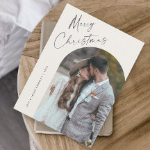 Enkel Skript Boho-båge Foto Julmagnet