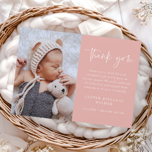 Enkel skript Dusty Pink Flickor Baby Foto Tack Kort