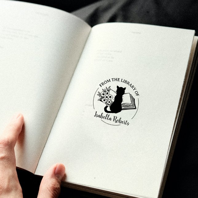 Enkel skript från bibliotek av, kattbok  stämpel (Skapare uppladdad)