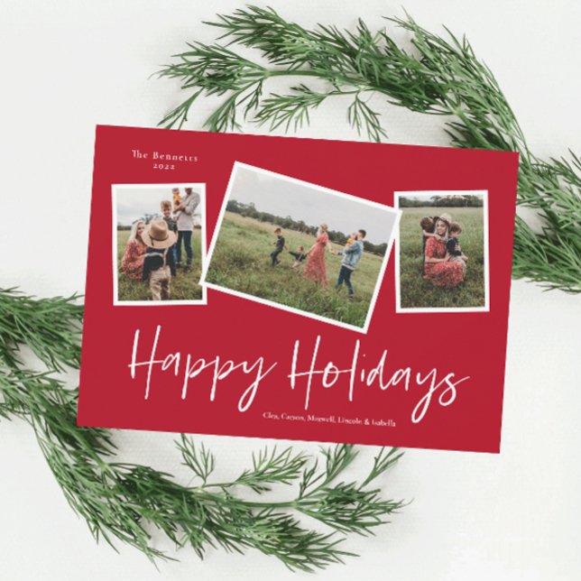 Enkel skript Glad helg 3 Foto Collage Julkort (Skapare uppladdad)