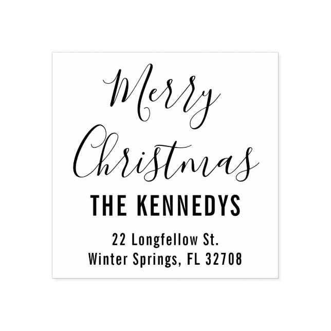 Enkel skript God jul-familj Adress Stämpel (Tryck)