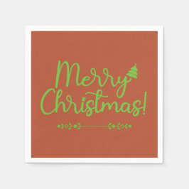 Enkel Skript God Jul på Rödbrunt Papper Pappersservett