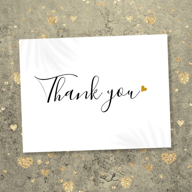 Enkel Skript Guld Hjärtan Affärs Tacksamhet Vykort (Simple Script Gold Heart Business Thank You Postcard)