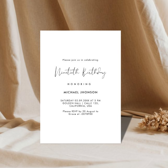 Enkel skript inbjudan till nittioårsfirande (Skapare uppladdad)