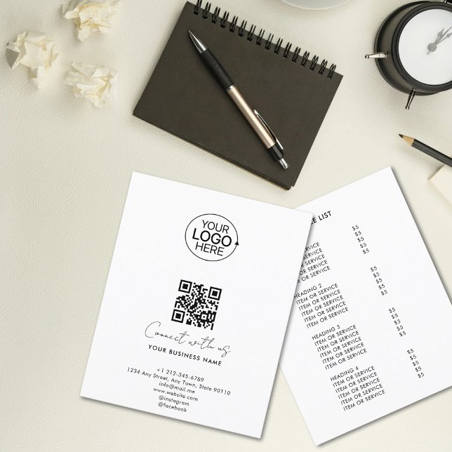 Enkel Skript Kontakta Oss Logo QR-kod Kampanj Flygblad (Simple Script Connect With Us Logo QR Code Promo Flyer)
