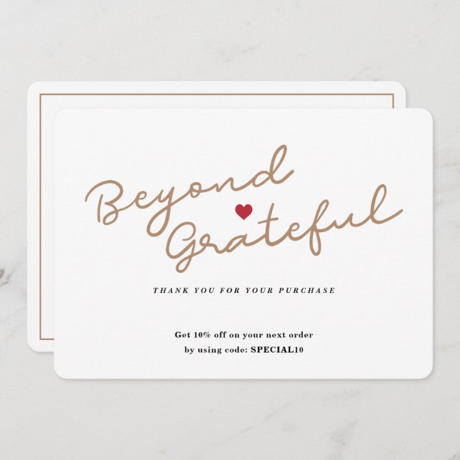 Enkel skript med hjärta - visitkort tack för föret (Fram/baksida)