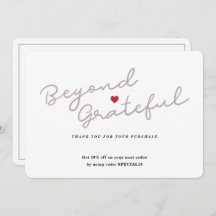 Enkel skript med hjärta - visitkort tack för föret