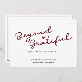 Enkel skript med hjärta - visitkort tack för föret