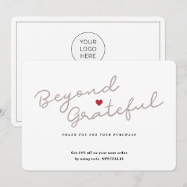 Enkel skript med hjärta - visitkort tack för föret kort