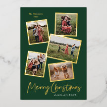 Enkel skript Merry Christmas fotocollage guld