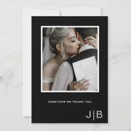 Enkel skript modern svartvit monogramfoto tack kort