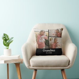 Enkel Skript Mormor Est. 3 Foto År Svart Kudde