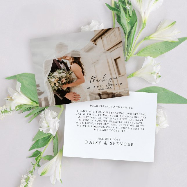 Enkel skript och platt foto-Bröllop Tack Kort (Skapare uppladdad)