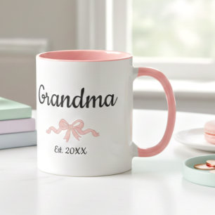 Enkel Skript Rosa Flickas Båge Mormor Est. År Mugg