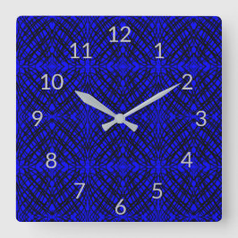 Enkel skript | Spegel Tiling | Blå | Fyrkantig Klocka