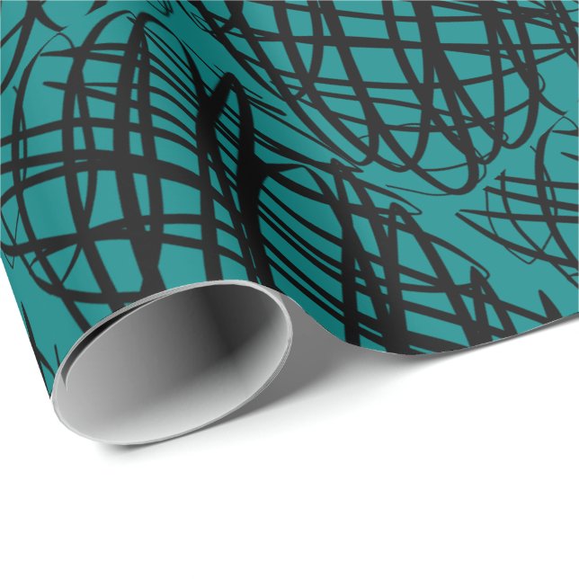 Enkel skript | Svart | Anglat | Teal | Presentpapper (Rullad Hörn)
