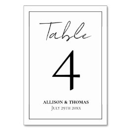 Enkel skript, svart och vitt bordsnummer