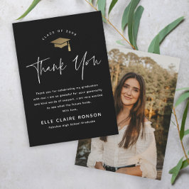 Enkel Skript Svart & Vitt Foto Examen Tack Kort