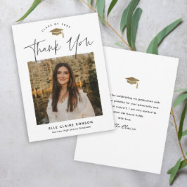 Enkel Skript Svart & Vitt Foto Examen Tack Kort