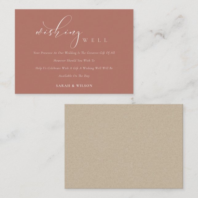 Enkel Skript Terrakotta Rost Bröllop Önskebrunn Tilläggskort (Fram/baksida)