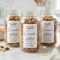 Enkel Skript Vertikal Hemlagad Granola Etikett