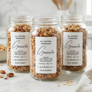 Enkel Skript Vertikal Hemlagad Granola Etikett Fraktsedel