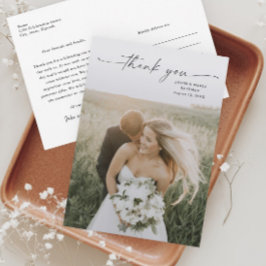 Enkel skriptfoto bröllop tack kort