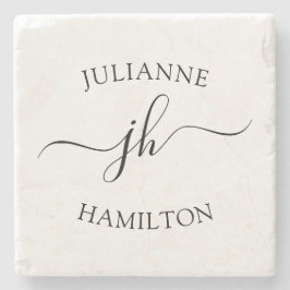 Enkel skriptmonogram stenunderlägg