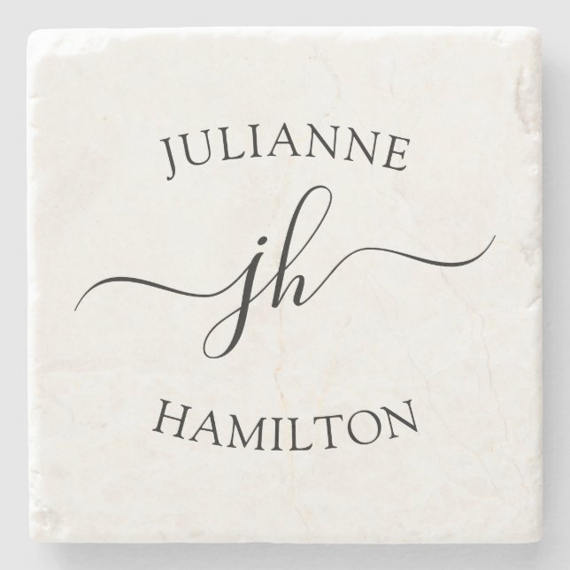 Enkel skriptmonogram stenunderlägg (Framsidan)