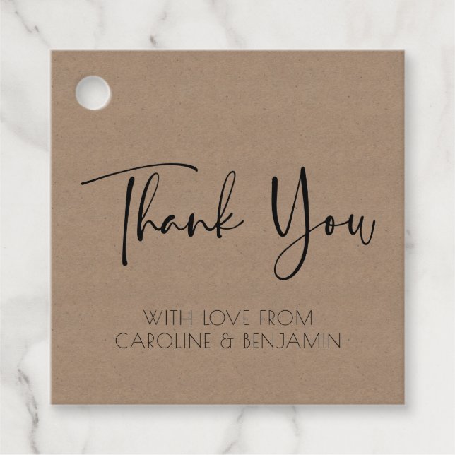 Enkel skriptnamn Brun Kraftpapper Tack  Gåvor Etiketter (Framsida)