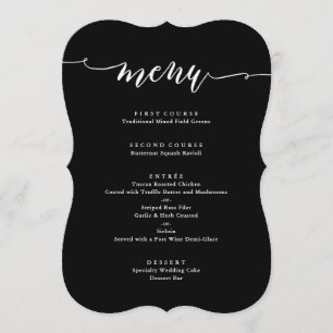 Enkel skripttypgrafi Bröllop Menu Black Meny