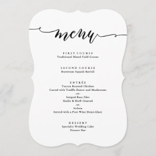 Enkel skripttypgrafi Bröllop Menu Meny