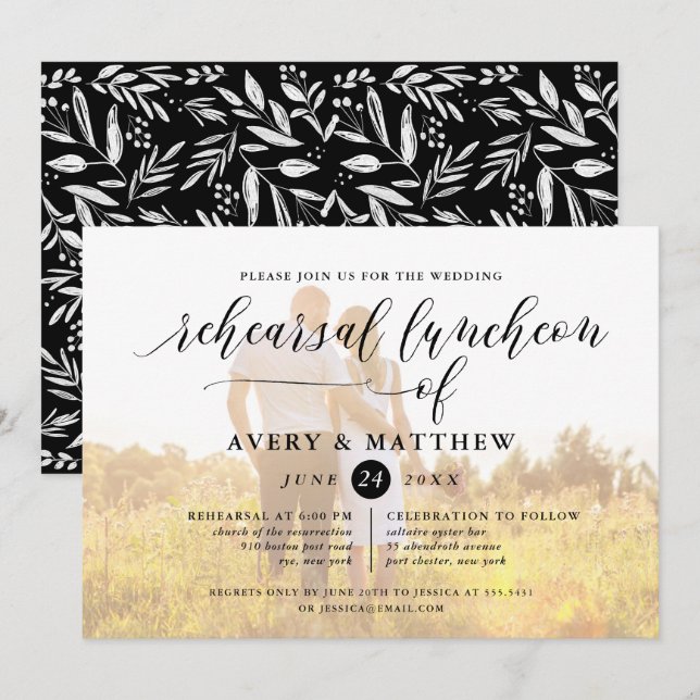 Enkel skripttypografi Fotorepetition Luncheon Inbjudningar (Fram/baksida)