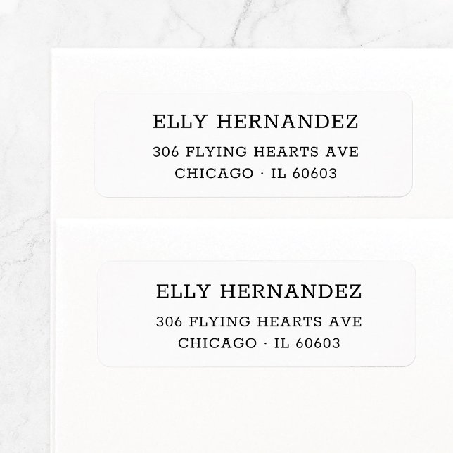 Enkel skrivmaskin 11-Returadress Returadress Etikett (Simple Minimalist Typography Basic Return Address Label Template with Typewriter Font.)