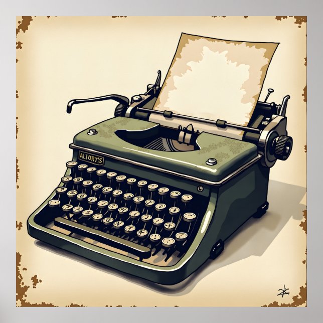 Enkel skrivmaskin Art Poster (Framsidan)